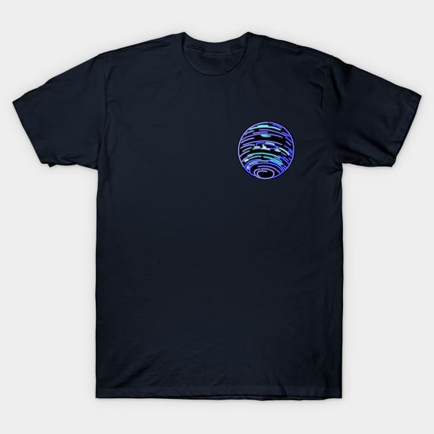 Electric Solar System Neon Neptune Top Left T-Shirt by gkillerb